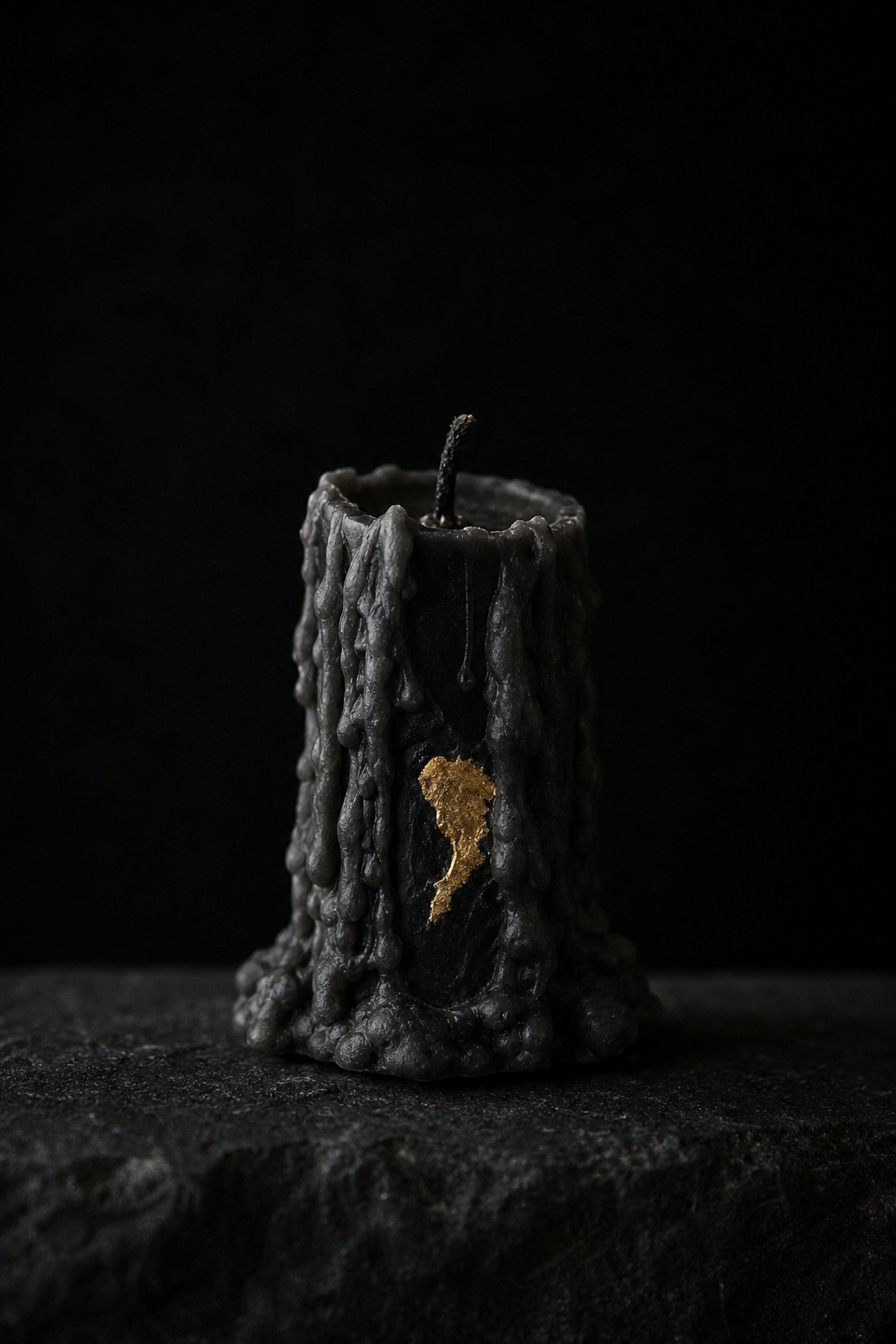 Chandelle de cire consumée sur fond noir, L’Esprit Français, collection Cosmologie & Fiction initiatique